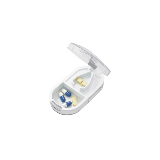 Taglia Pillole Portatile 2-in-1 con Contenitore