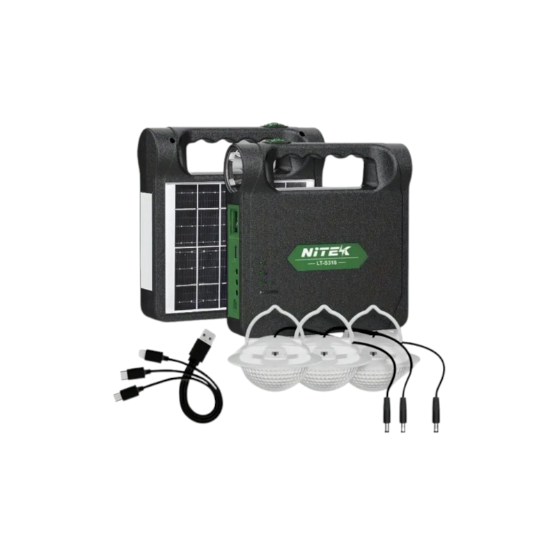 Stazione di Ricarica Solare Portatile + 3 Lampadine